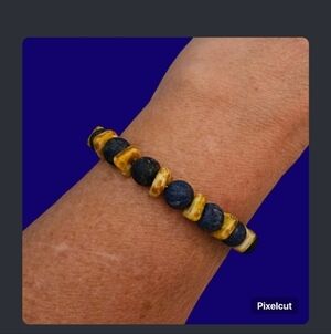 HANDMADE Cowboy Core Lapis Czech Glass Beaded Western Bracelet
